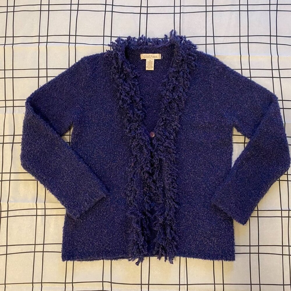 C.l.o.t.h.e.s. Fuzzy Yarn-Trimmed Cardigan Sweater